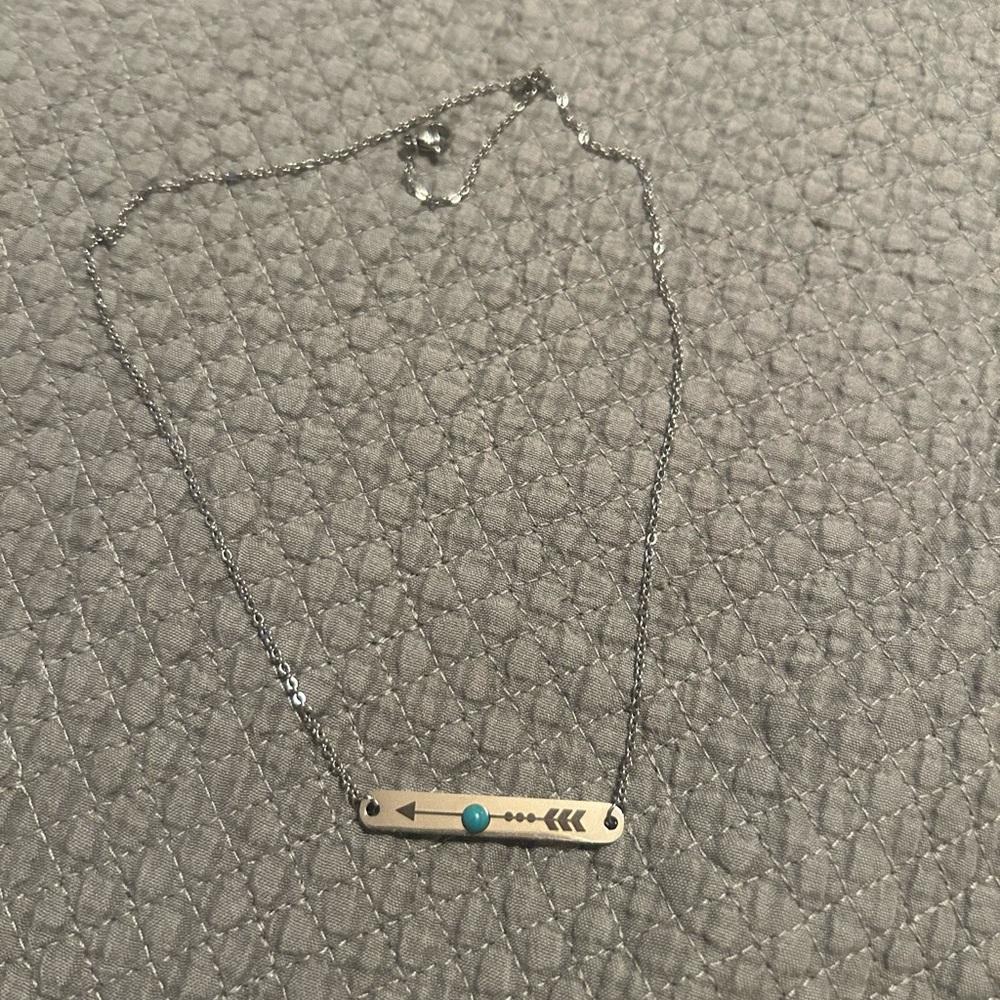 SHEIN Silver Necklace with Turquoise Detail